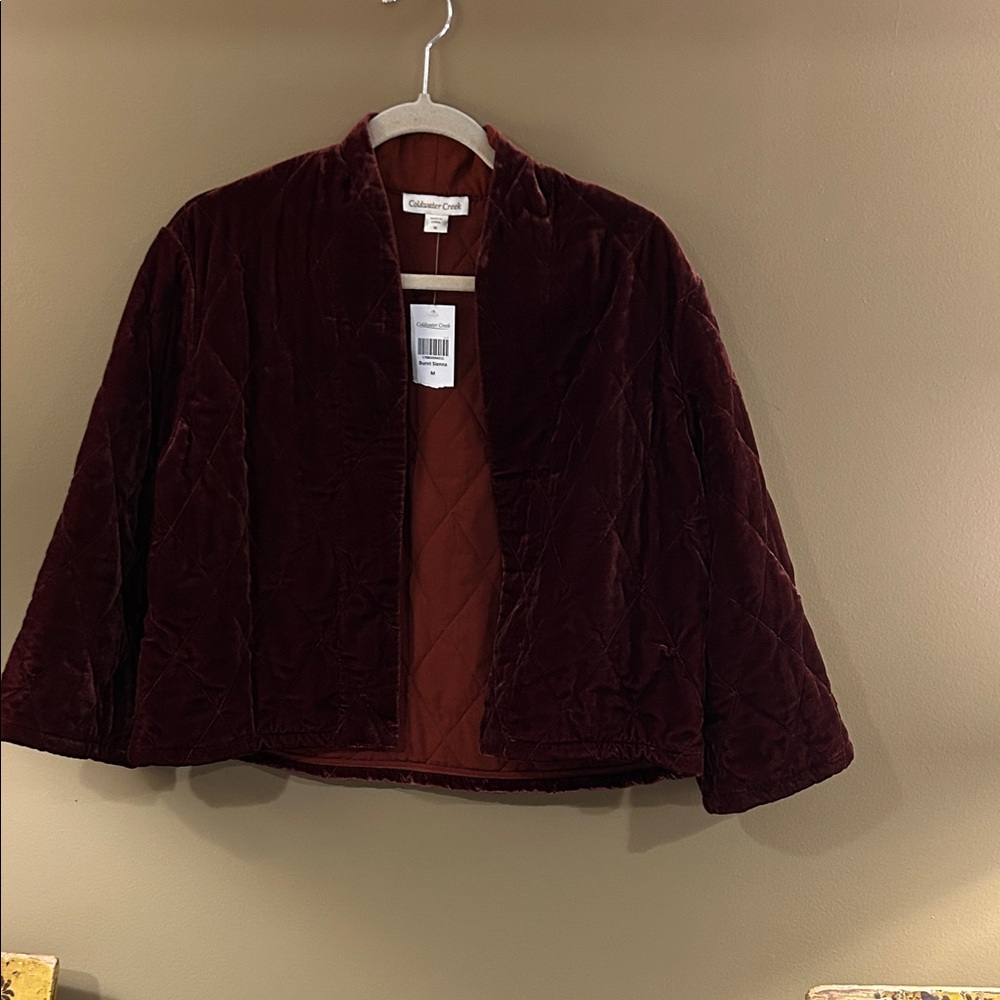 Coldwater Creek Velvet Teddy Jacket in Deep Wine